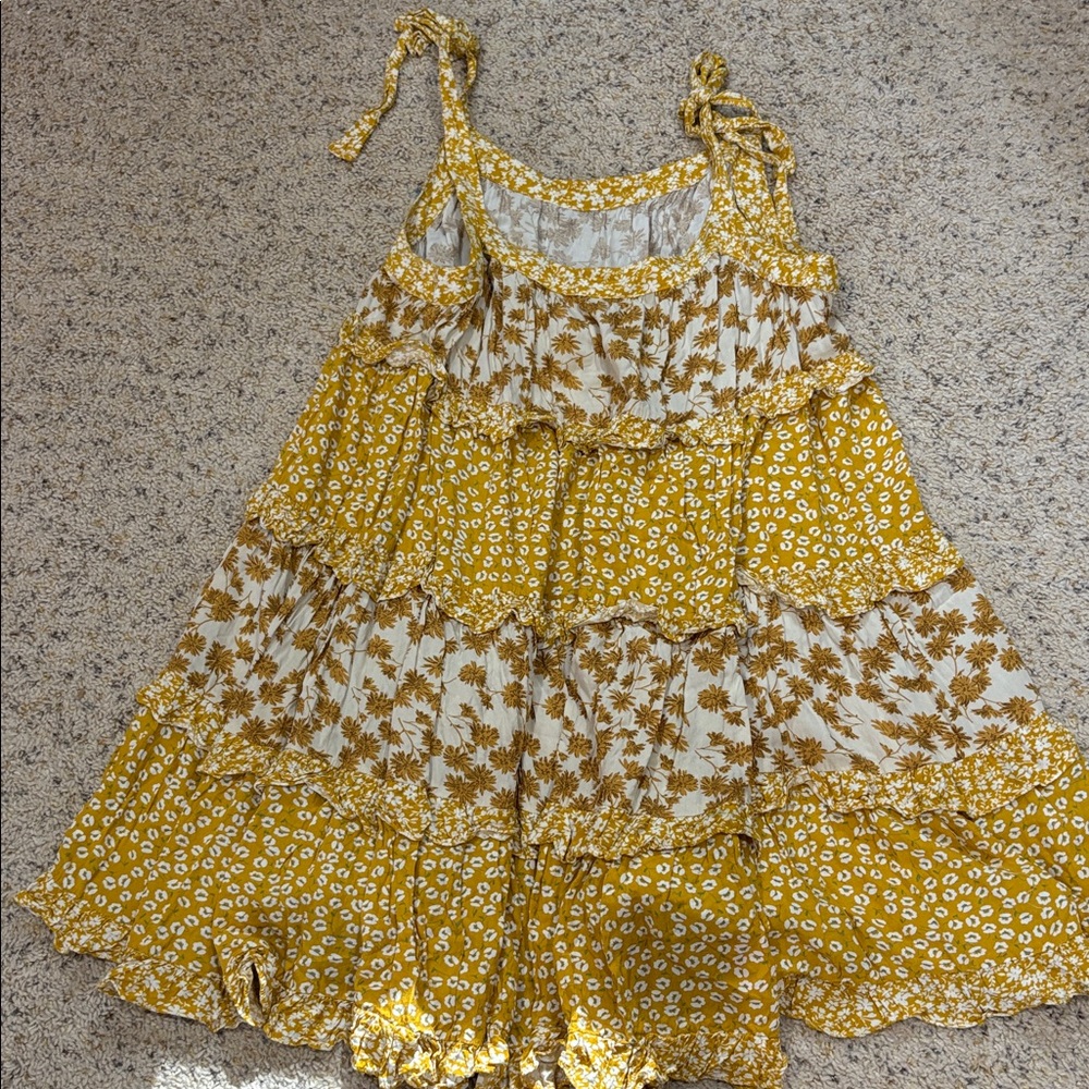 Easel Yellow Floral Dress boho large - Picture 3 of 3